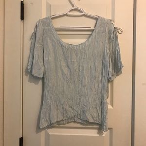 Baby blue crushed silk blouse size 6